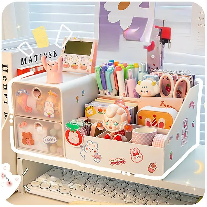 

Stationery Organizer, Desktop Drawer Rack With Multi Compartments For Students Kids Space Management, School & Office Supplies