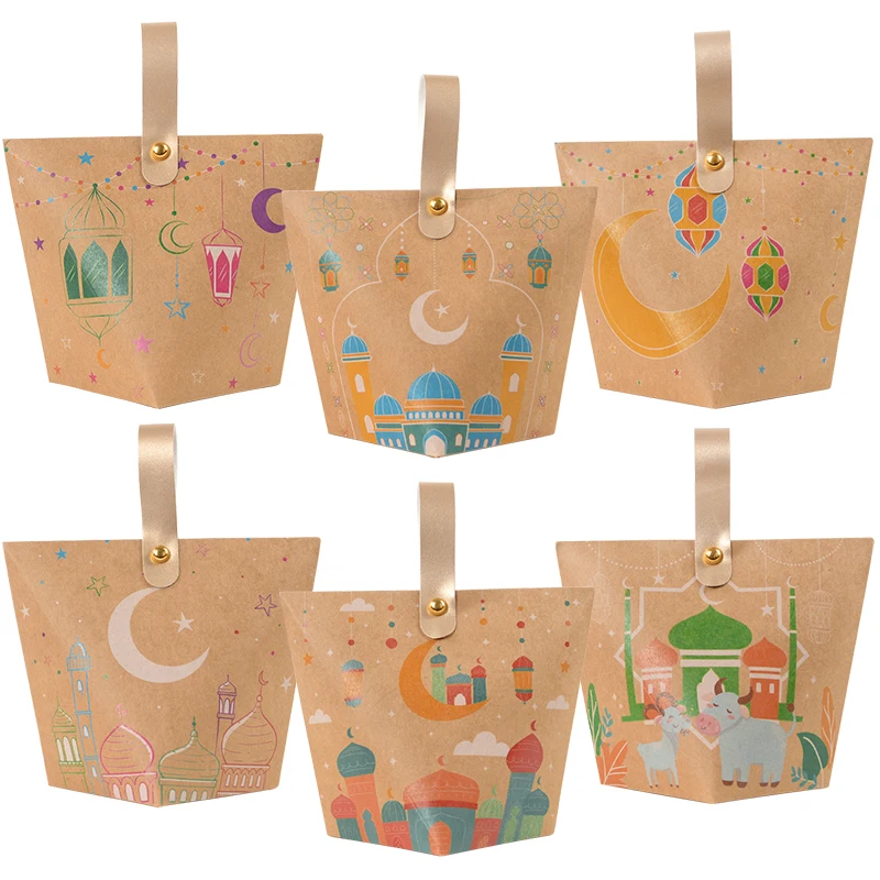 5/10Pcs EID Mubarak Candy Gift Box Ramadan Decoration Cookie Gifts Packaging Bag 2024 Islamic Muslim Party Supplies Home Decor