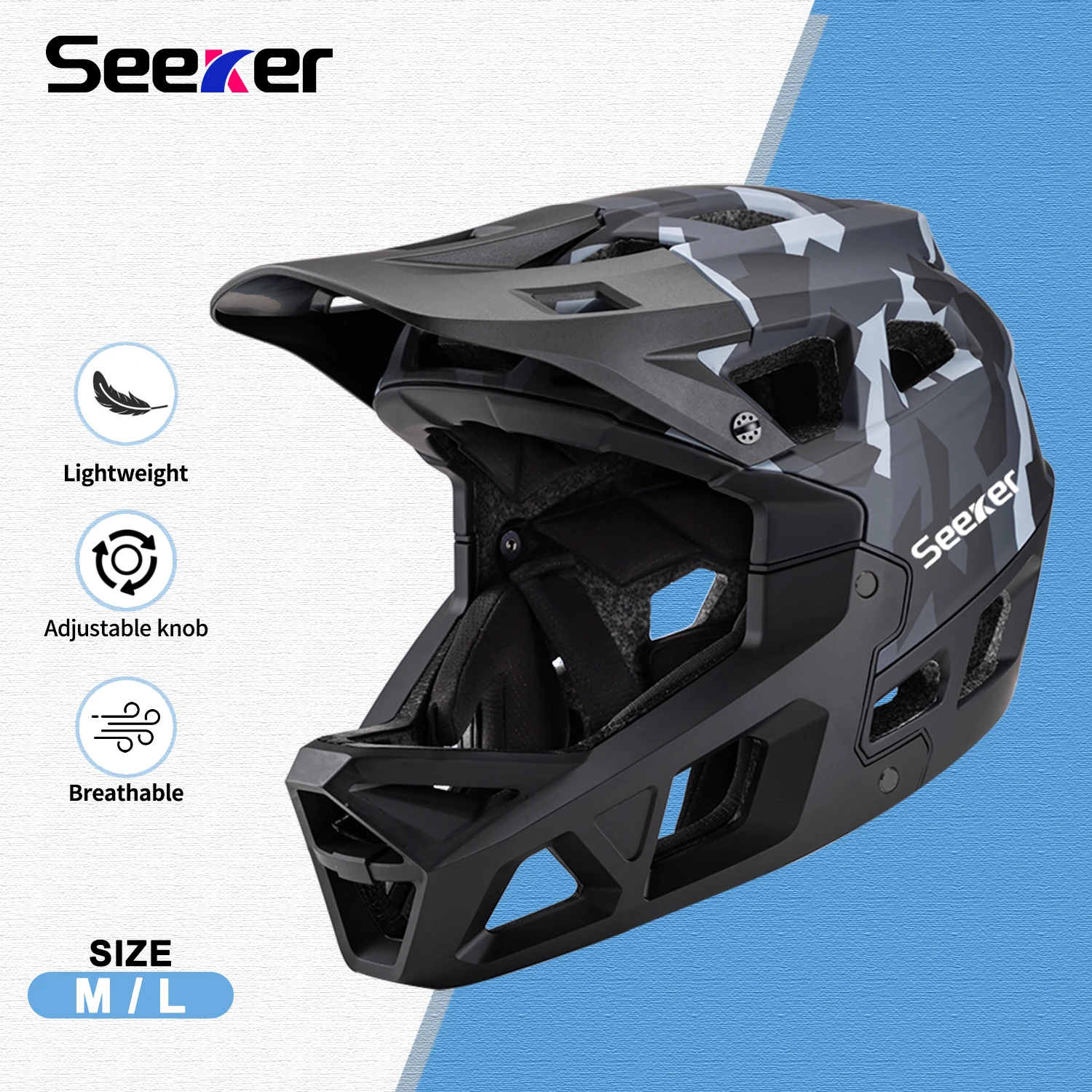 UMUSEEKERbicyclecross-countryfull-facehelmet,one-pieceimpact-resistantadultmountainbikingdownhillsafetyprotectivehe