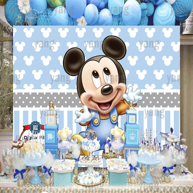Backdrop Royal Mickey Mouse Baby Shower Custom Lovely Cartoon
