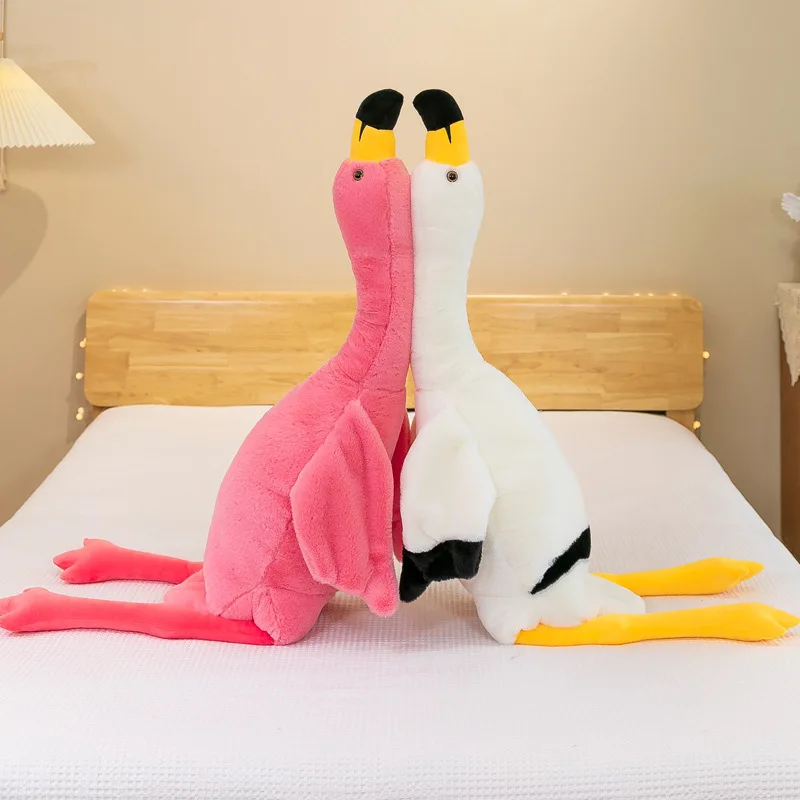 

50-160cm Cute White Goose Flamingo Plush Toy Huge Duck Sleep Pillow Cushion Soft Stuffed Animal Doll Birthday Gift for Girl