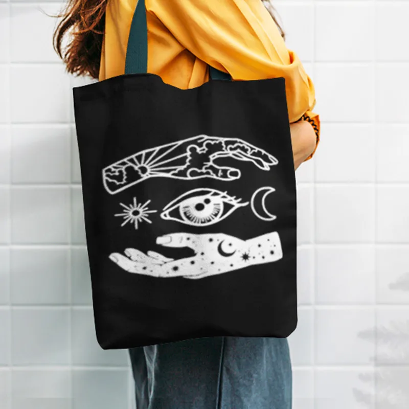 

Gothic Myth Shoulder Bag Vintage Shopping Tote Canvas Harajuku Women Handbag School Large-capacity Casual Punk Eco New Arrival