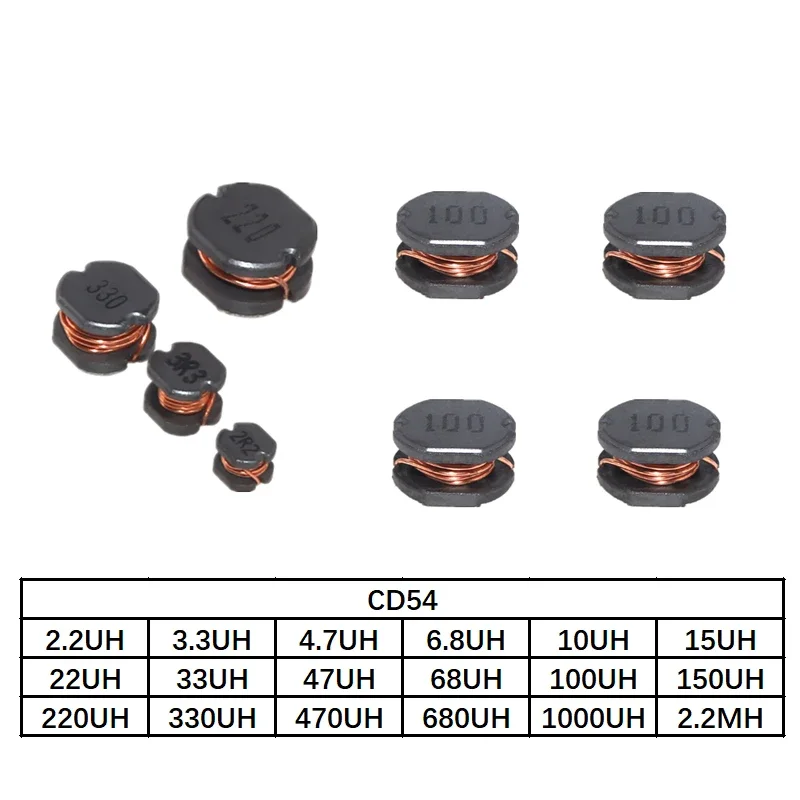 20 шт. индуктор SMD CD54, индуктивность питания 2,2 мкГн 3,3 мкГн 4,7 мкГн 6,8 мкГн 10мкгн 15мкгн 22мкгн 33мкгн 47мкгн 68мкгн 100мкгн 150мкгн 220мкгн 330мкгн 470 мкГн индуктивность цветного кольца 3000 1 4 вт 0307 мкгн мкгн