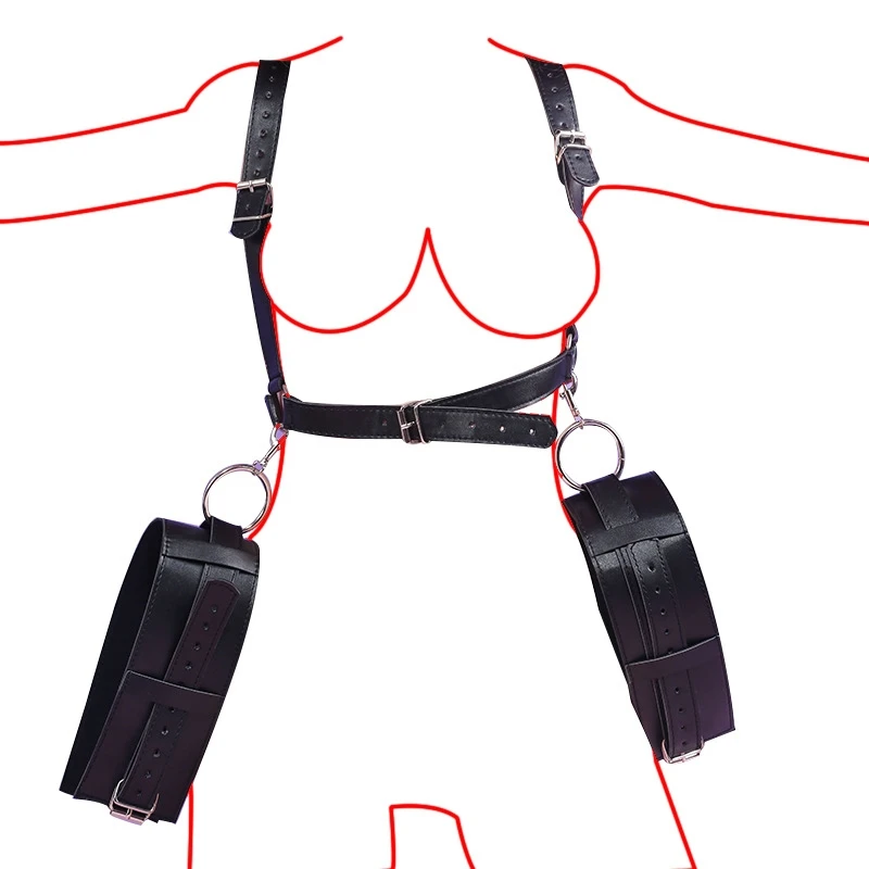 Thigh Restraint Straps Sling Leg Spreader Open Restraint Belt Bondage Harness With Wrist Cuffs BDSM Sex Position Aid Adult Toys