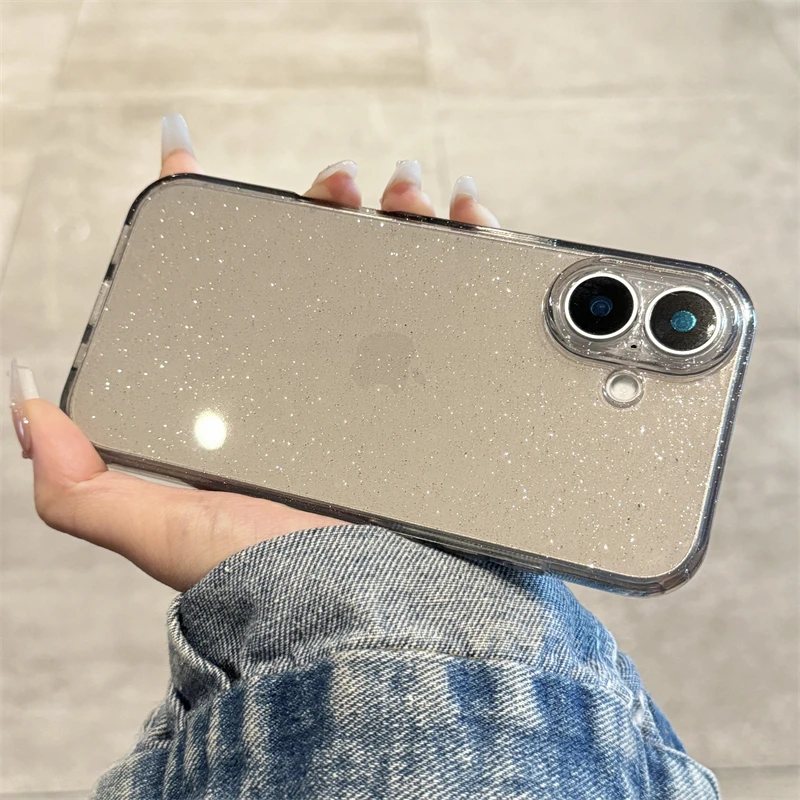 Elegant Bling Glitter Shockproof Clear Phone Case - Soft & Transparent Cover