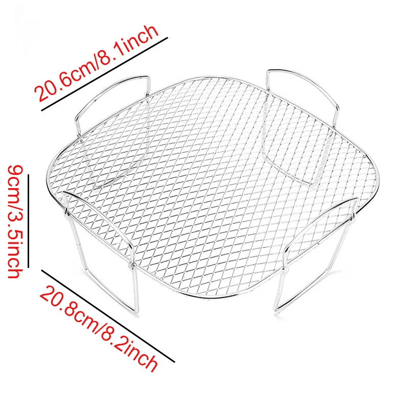 Square Silicone Air Fryer Basket and Grill Rack Set - Reusable, Foldable, BPA-Free Baking Tray Accessories