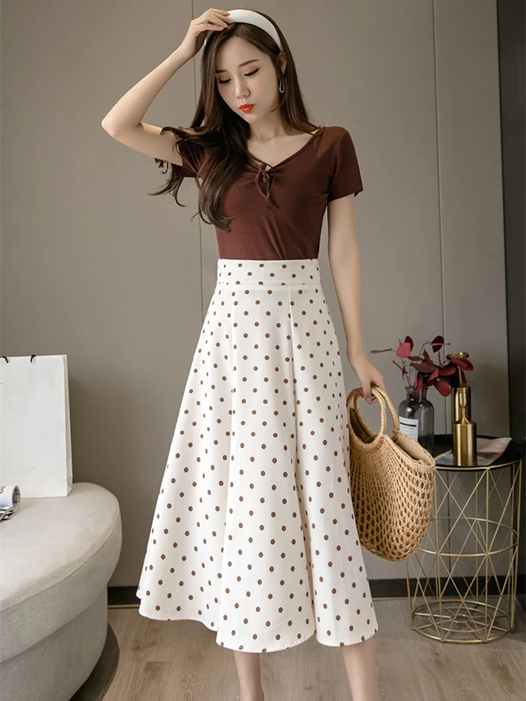 Faldas de moda para mujer, faldas largas de cintura alta, de verano, a media pantorrilla, ropa ahuecadas|Faldas| - AliExpress