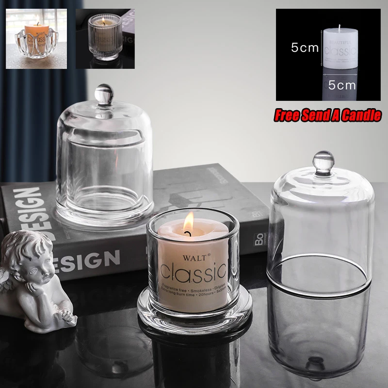

Candle Cup With Candle Romantic Candle Tin Handmade Aromatic Candle Container Transparent Glass Jar Candle Cup Candle Making Kit