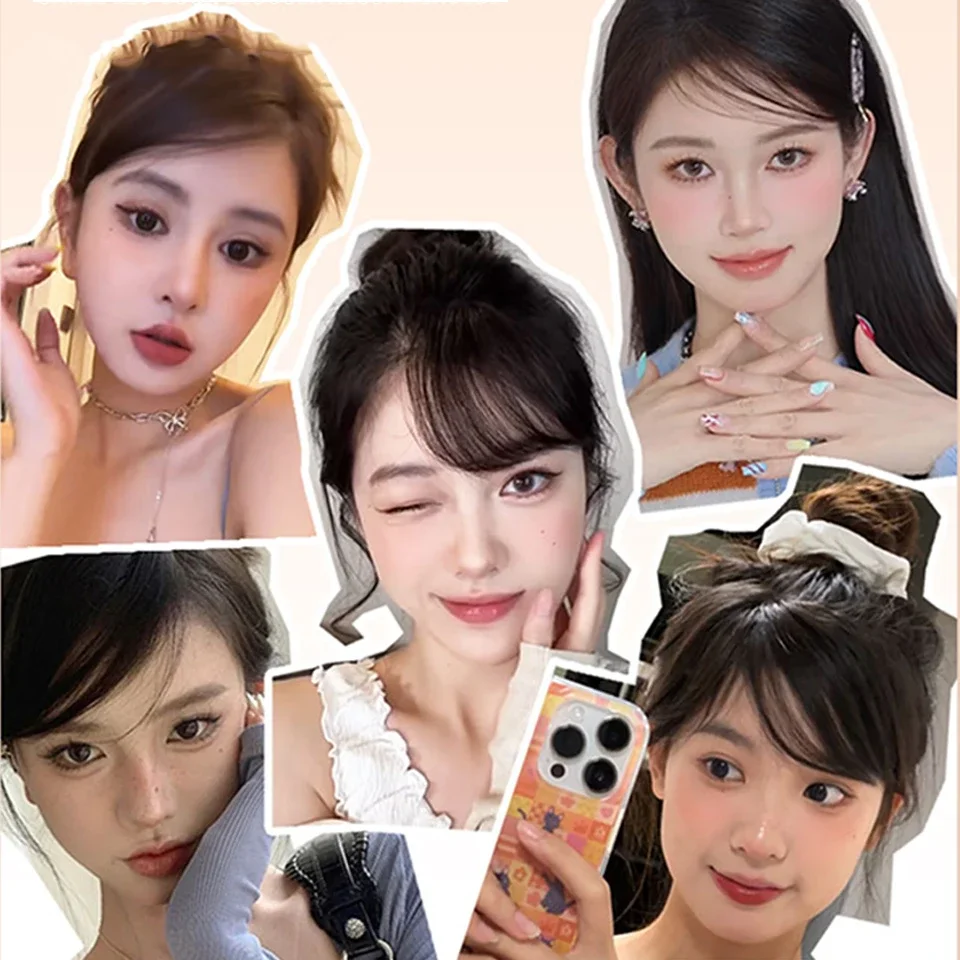 LUPU Synthetic Bangs Wig Hairpin Oblique Side Bangs Natural Forehead Fake Bangs Seamless Thin Head Wig Hair Piecesfor Women