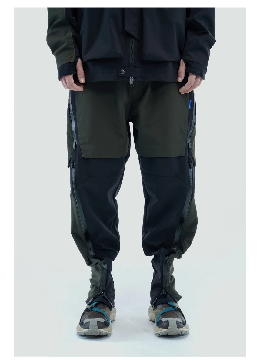 Reindee Lusion 21aw double shape zipper waterproof pants side molle waist adjustment stitching materials techwear gorpcore