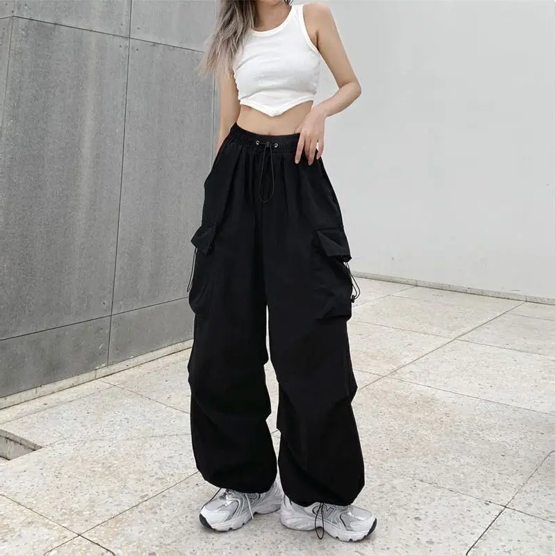 

Elastic Waistband Women Pocket Baggy Cargo Pants Streetwear Harajuku Street Style Y2k Clothing Pocket Cargo Pants for Women