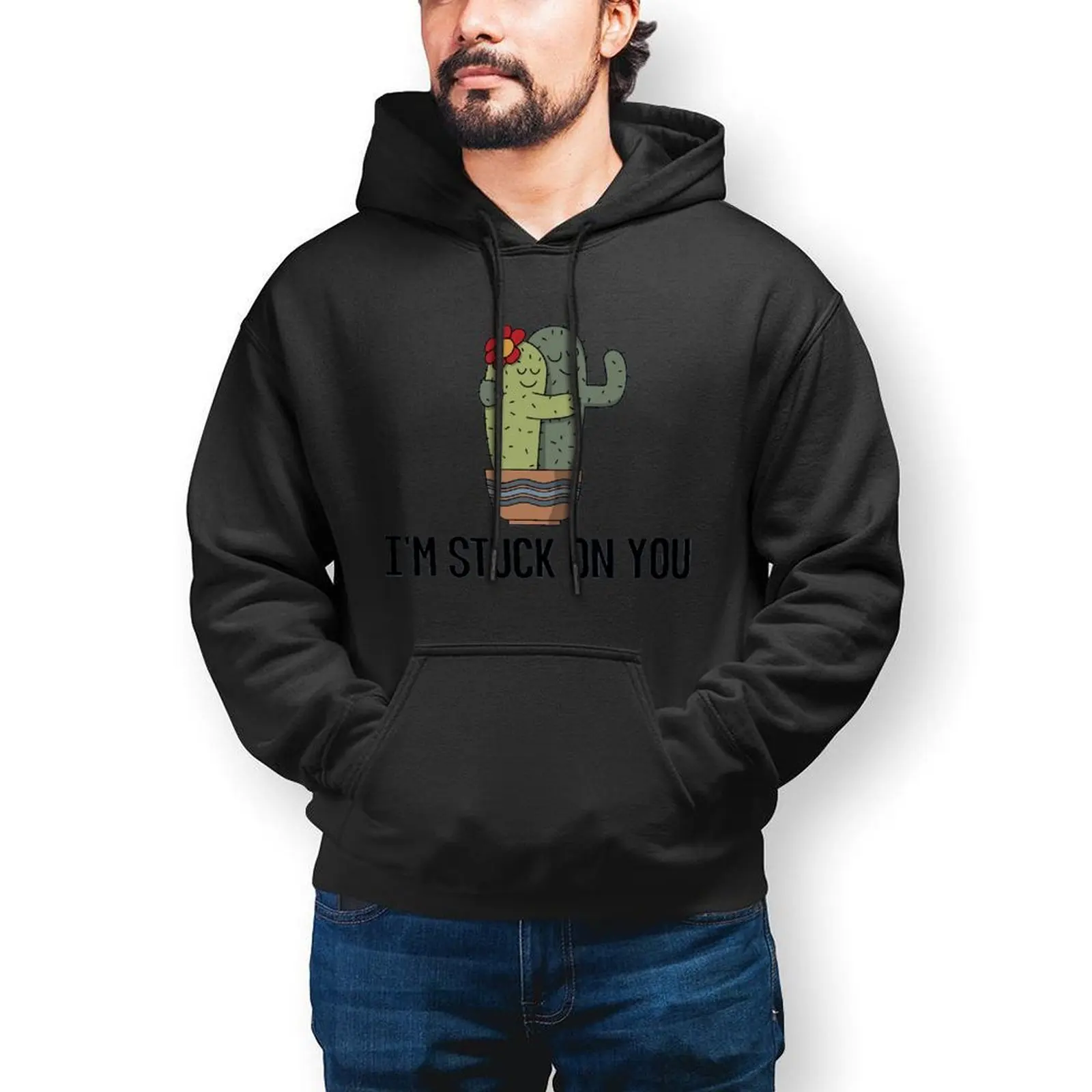 

I M Stuck On You Loose Hoodies Man Funny Cactus Street Style Hoodie Spring Funny Custom Sweatshirts Plus Size