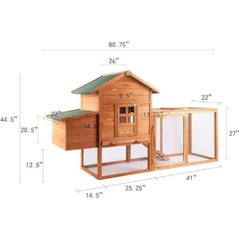 Large Chicken Coop, Waterproof Outdoor Hen House for 2-4 Chickens,Wooden Chicken House with Nesting Box,Removable Tray,PVC Cover 2
