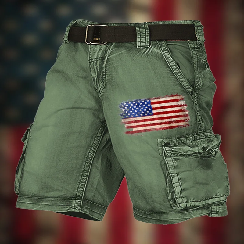 Summer Lndependence Day Flag 3D Printed Cargo Shorts Stylish Men's Sports Shorts Men's Comfortable Casual Shorts