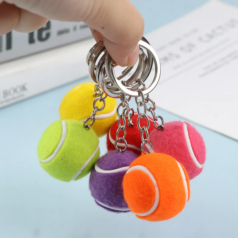 1PC Tennis Ball Key Chain Metal Keychain Car Key Chain Ring sports chain pendant Sport Ball Club Souvenir Teenager Fan Gift tennis ball keychain