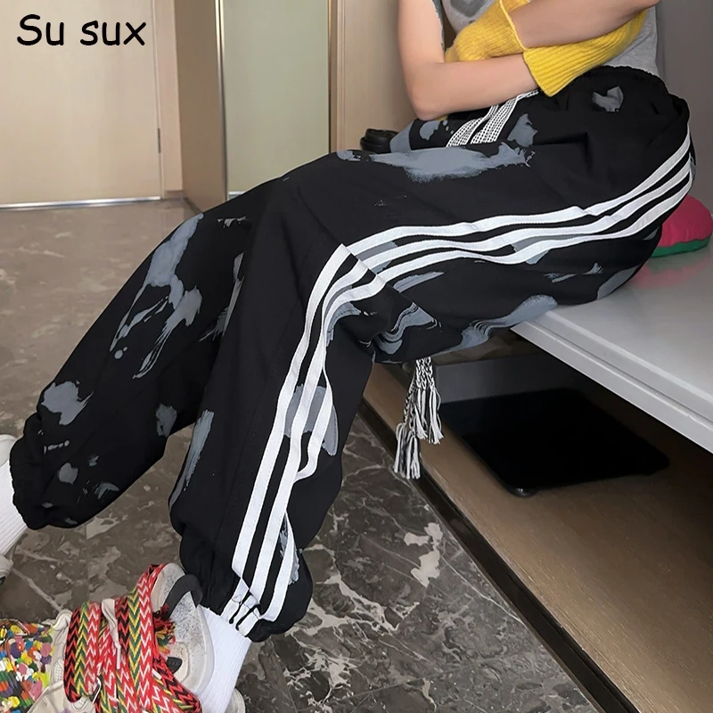 

Tie-dye Striped Long Pants Women Clothing 2024 New Arrivals Sweatpants Y2k Clothes Casual Loose Trousers Sportwear Korean Popula