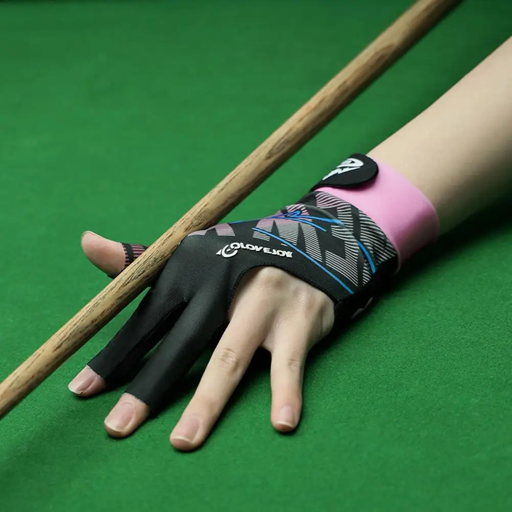 Left Hand Billiards Glove Three Finger Snooker Billiard Glove Non Slip Stickers Elasticity Billiard Training Gloves 1pc billiard gloves billiard training accessory