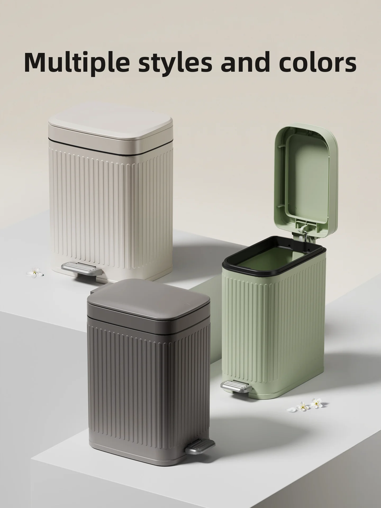 Large Capaci Kitchen And Living Room Tra Can with Lid Home Use High End Luxury Waste Bin Double Open pe Long Tub ape