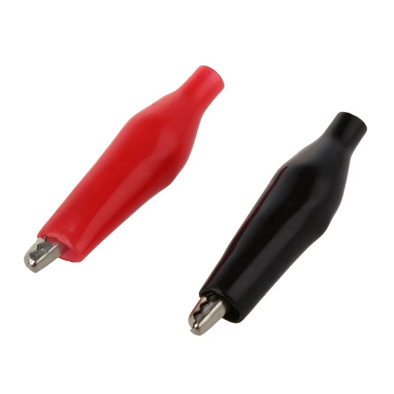 

40 Pcs Black Red Soft Plastic Coated Testing Probe Alligator Test Clip
