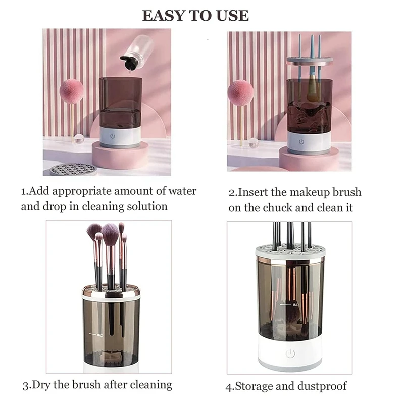 USB Rechargable Portable 1PC Automatic Electric Makeup Brush Cleaner Machine  Make Up Brush Cleaning Device Fast Cleaning Dryer - AliExpress