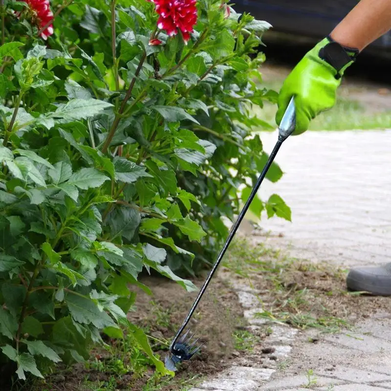 

Stainless Steel Weeder Hand Weeding Removal Cutter Manual Grass Puller With Long Handle Rake Hoe For Garden Lawn Field Terrace
