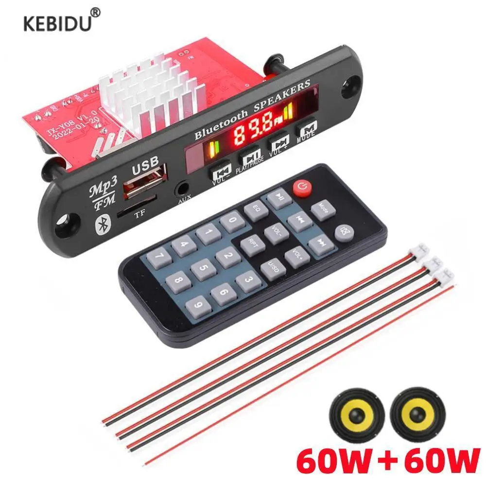 Amplificateur 60W 120W DC 12V, carte décodeur MP3, enregistrement d'appel, Bluetooth 5.0, lecteur MP3 pour voiture, Module USB FM avec télécommande