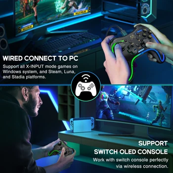 Gamepad Wireless Pro Controller, Compatible with Nintendo Switch Lite/Switch Oled/PC/iOS/Android 6