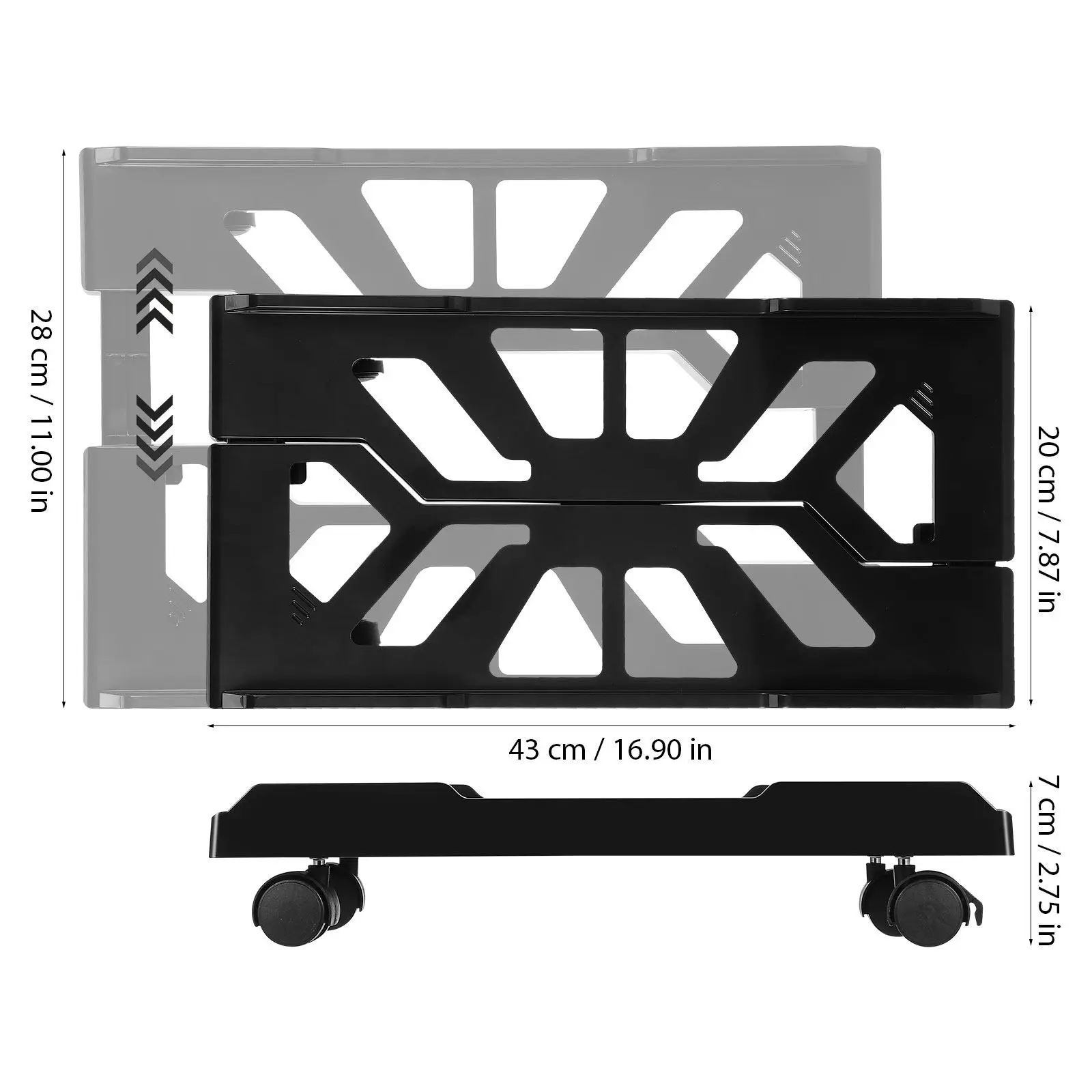 튼튼한 바퀴 달린 컴퓨터 플로어 스탠드, 책상 아래, 사무실, 학교, 게임 환경에서 사용 가능한 조절식 PC 타워 홀더