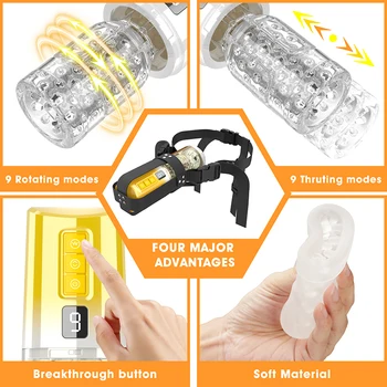 Automatic Mastubator Male Sucking Rotation Blowjob Wearable  Hands-free Masturbation Cup Machine Vacuum Adults Sex Toys For Men