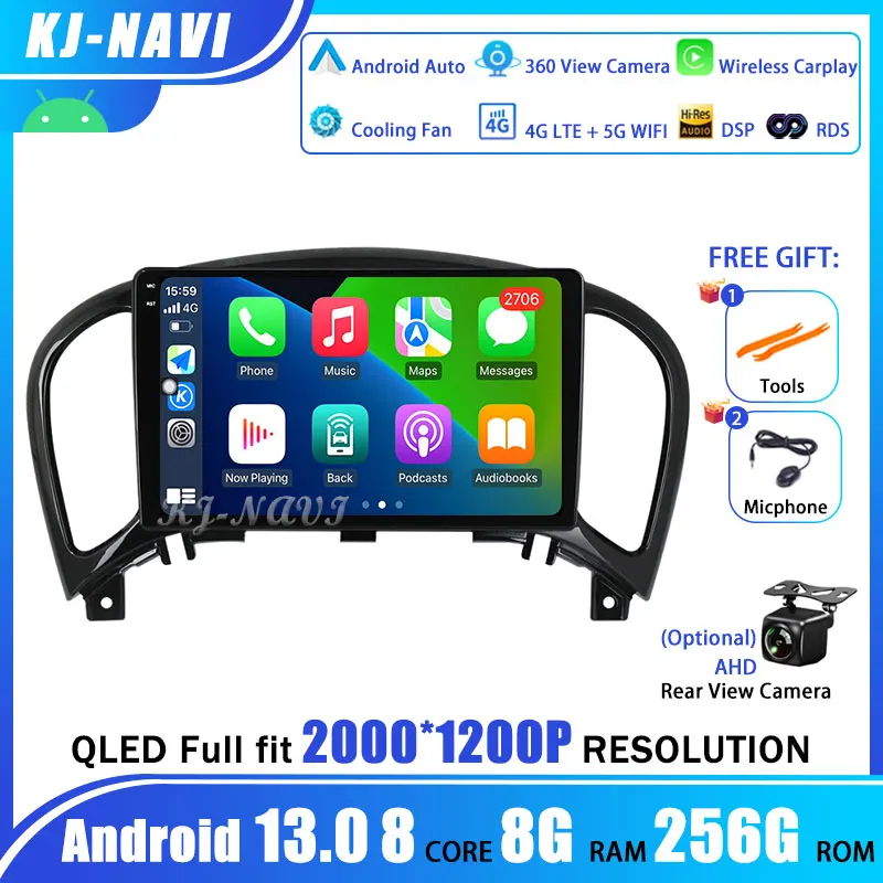 

9" 4G Carplay Android 13 For Nissan Juke YF15 2010 - 2014 Car Radio Multimedia Video Player GPS Navigation Head Unit 2Din DVD