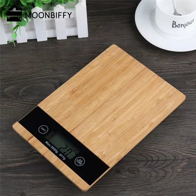 Konyha Skála Nagy Pontosságú Elektronikus Háztartási Digitális Kijelző Bambusz Méretű Libra Konyhai Mérlegek