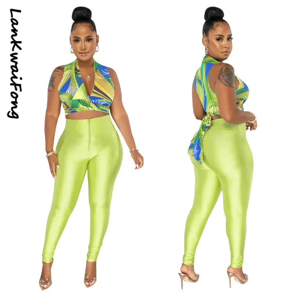 2024 Summer Sexy Tank Top Off Shoulder Lace Wrap Top+Pants Slim Fit Women's Two-Piece Casual Fashion Set