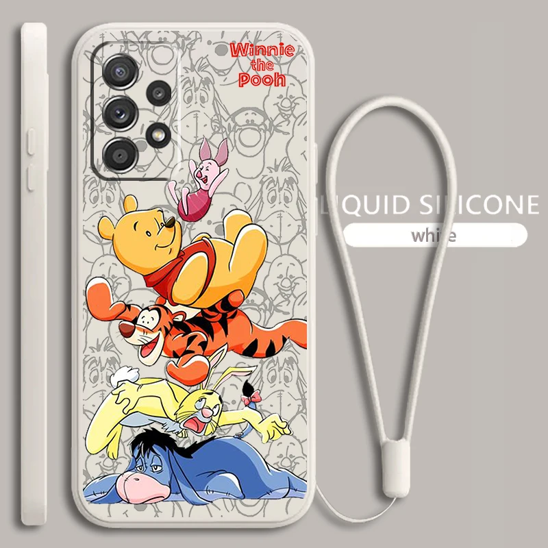 Winnie The Pooh Carino Per Samsung Galaxy A73 A54 A34 A53 A33 A52 A32 A22 A71 A51 A21S A03S 4G 5G Liquid Rope Phone Case Fundas