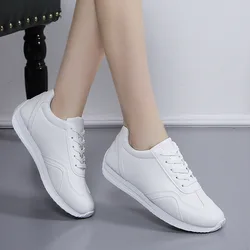 Trendy Round Toe Women's Slip - On Sneakers with Breathable Mesh and Comfortable Rubber Sole - 38 (White)