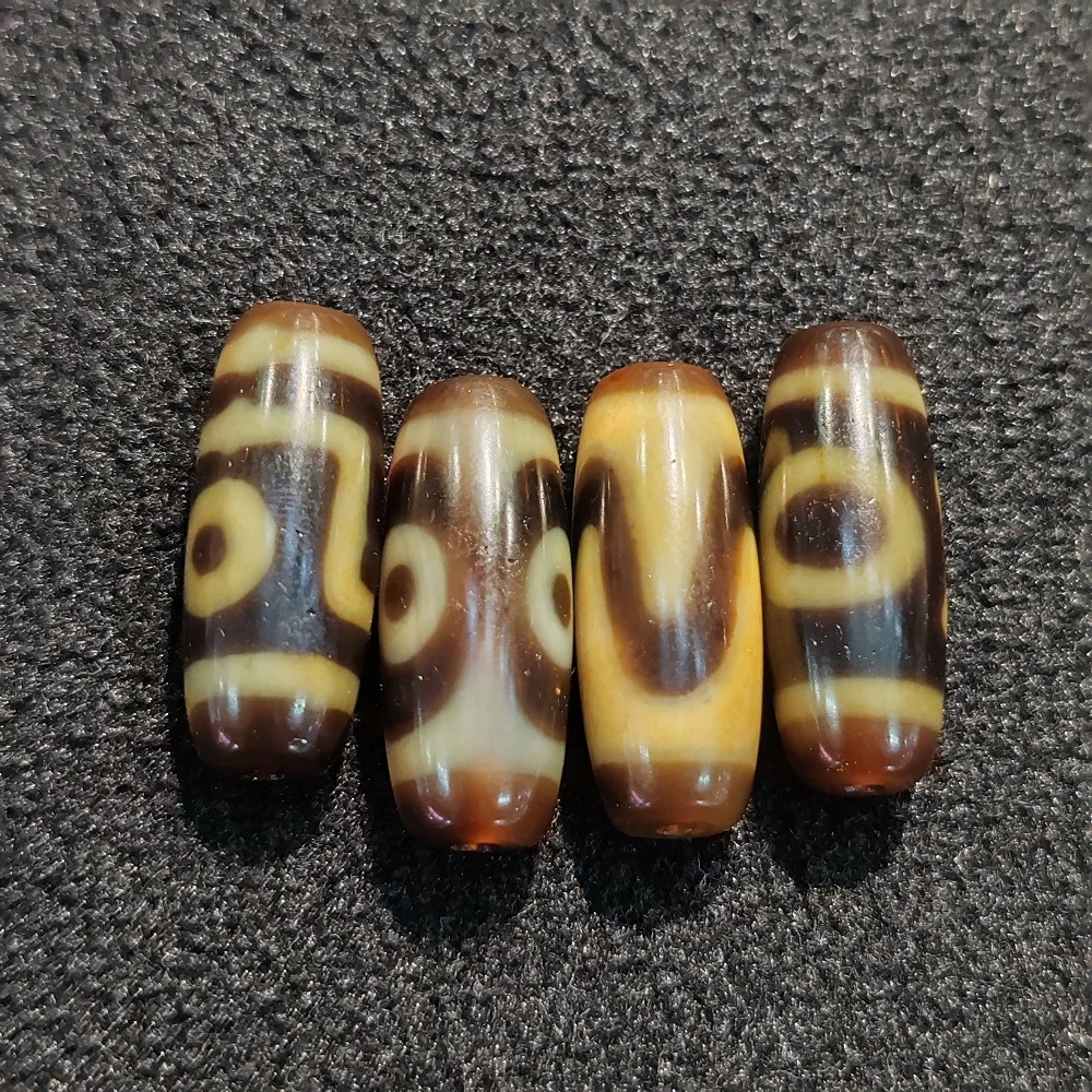 

Taiwan Crafted Natural Agate Dzi Tibetan Totem Teeth Yellow 2 Eyes 3 Eyes Tiger Teeth Heaven and Earth Pearl DIY Accessories