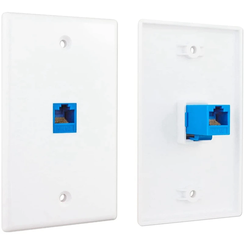 

ABGZ-6-Pack 1 Port Ethernet Wall Plate, RJ45 Cat6 Female To Female Jack Inline Coupler Face Plates, 1-Port