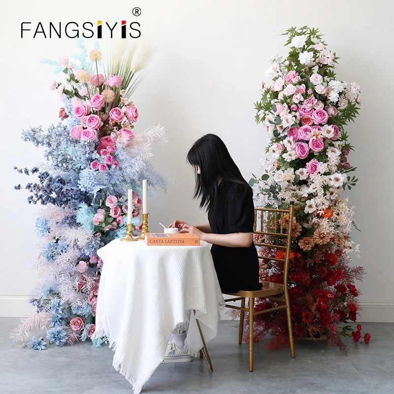 

Роскошный свадебный фон реквизит Рог арки с искусственной формой Луны ранняя композиция оформление брака цветочный реквизит