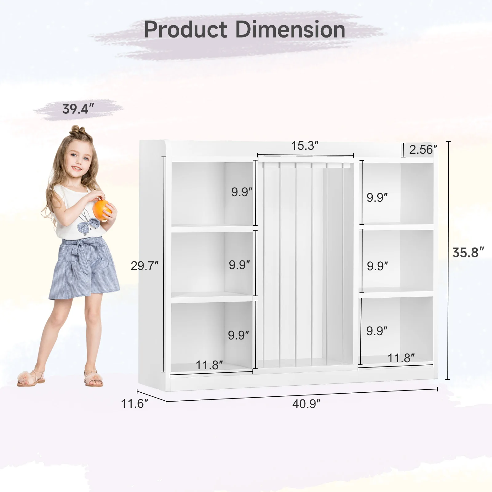 Kids Toy Storage Organizer with 8 Cubbies & Bookshelf 2