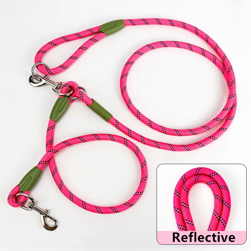 Dog Leash Harnesses Leads for Dogs Walking Slung Shoulder Hands Free Leashes Running Dog Chain Multifunctional Double-head Leash 