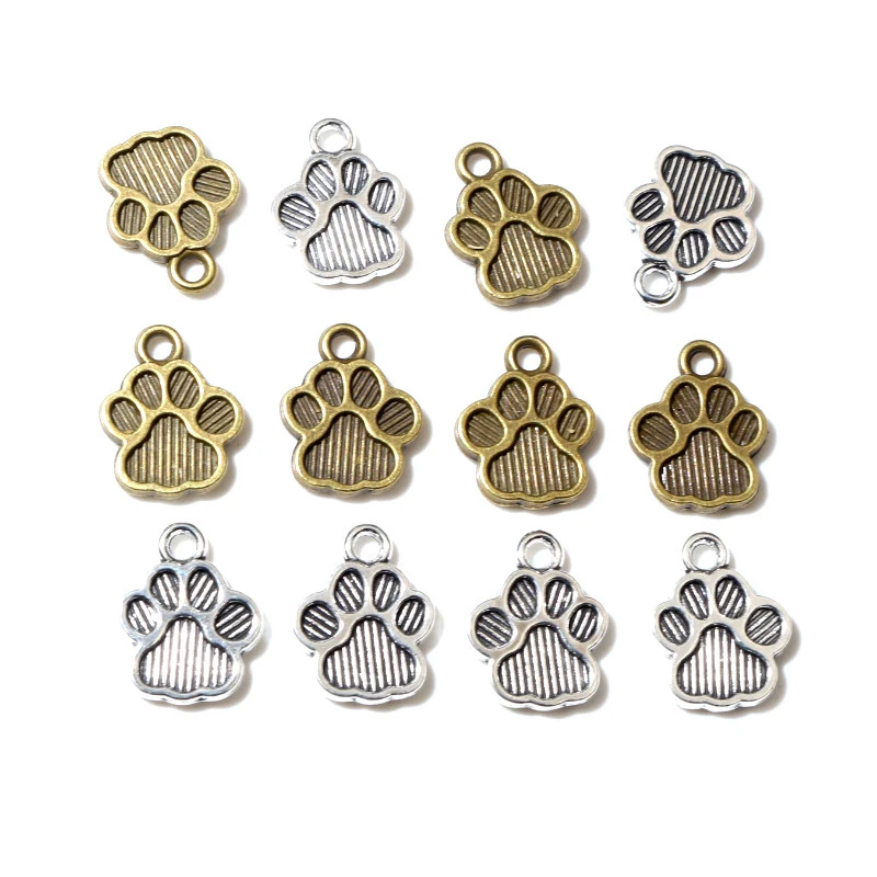 40pcs 15x11mm Antike Silber Überzogene Bronze Katze Oder Hund Footprint Handgemachte Charme Anhänger DIY Schmuck Machen zubehör
