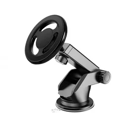 Magnetic Metal Car Phone Holder with 360° Rotation and Adjustable Foldable Design (Sucker Edition)
