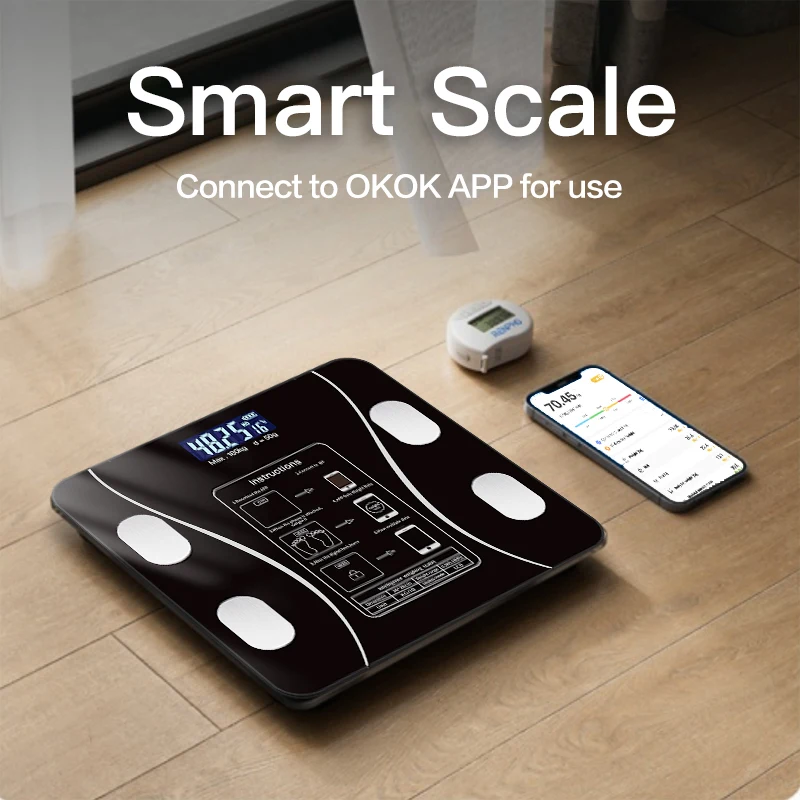 Intelligent Body Fat Scale With Mobile App Data Tracking_voghion.com