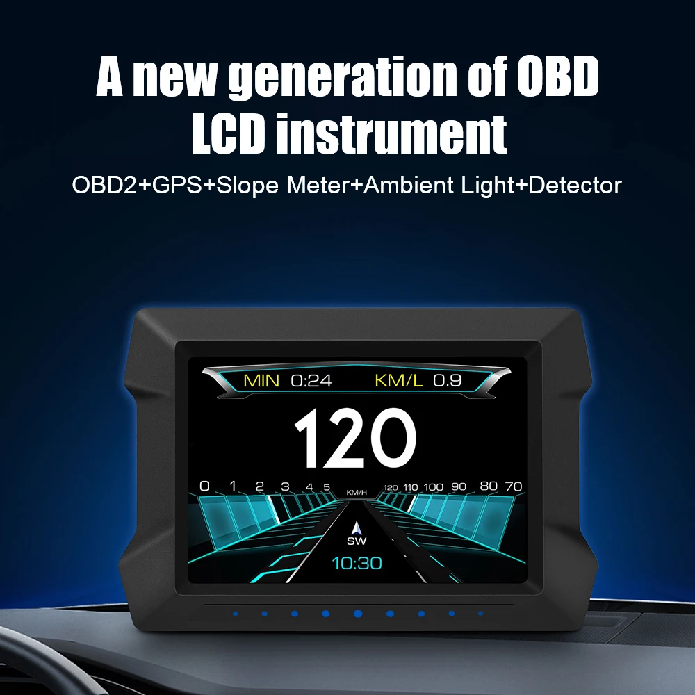 자동차 전자 OBD2 GPS 헤드업 디스플레이 속도계 경사 틸트 계량기, 과속 저전압 알람, P22 듀얼 시스템 HUD