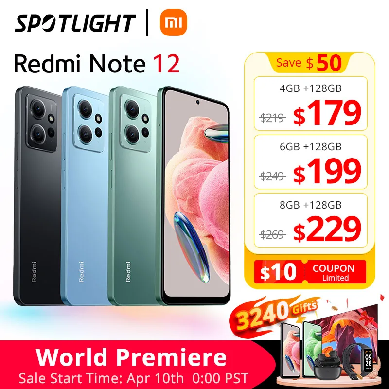  [World Premiere] Xiaomi Redmi Note 12 Global Version Smartphone 120Hz AMOLED 33W Fast Charging Snapdragon® 685 50MP Camera 