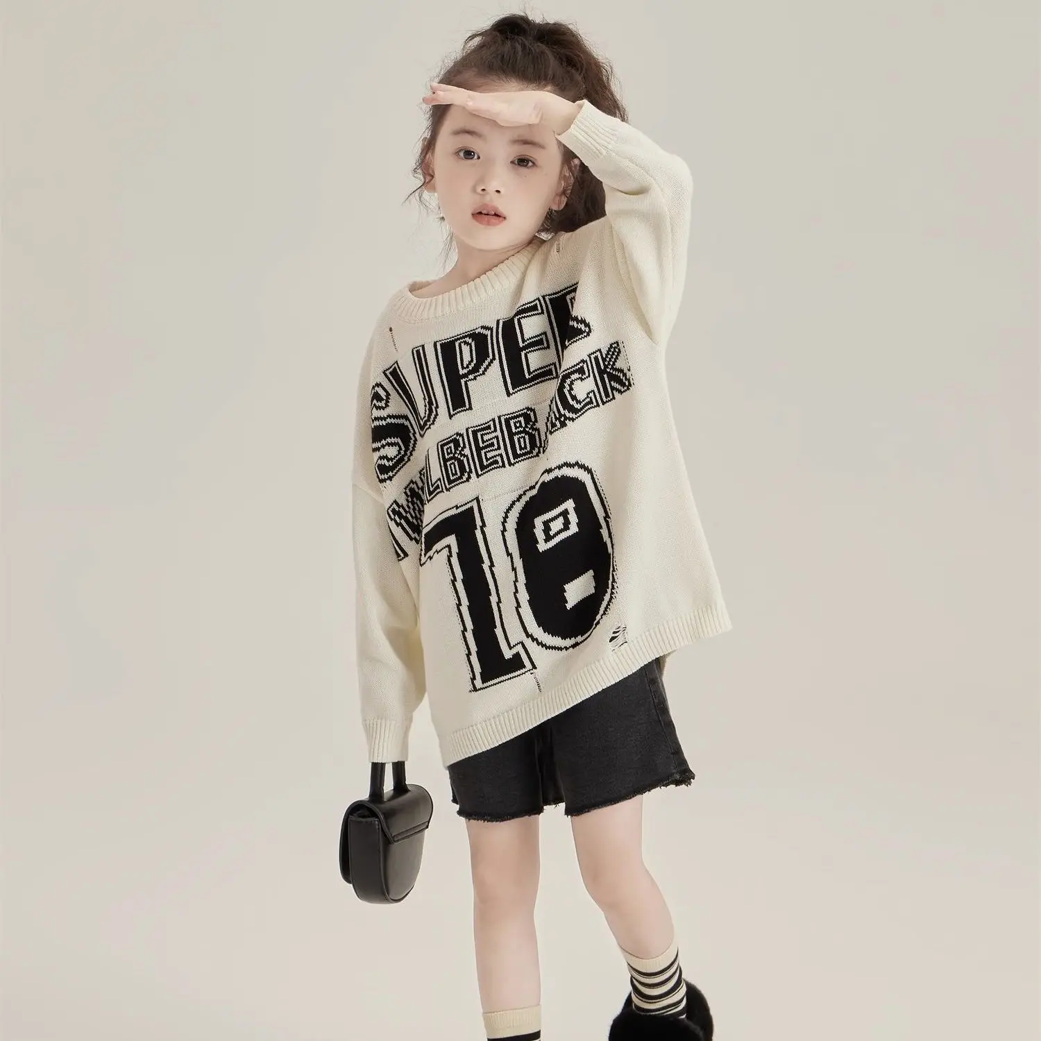 

Girls 2023 New Winter Autumn Fashion Pullover Sweater 4-13 Years Kids Easy-match Leisure Loose Knitwear Children Top Clothes