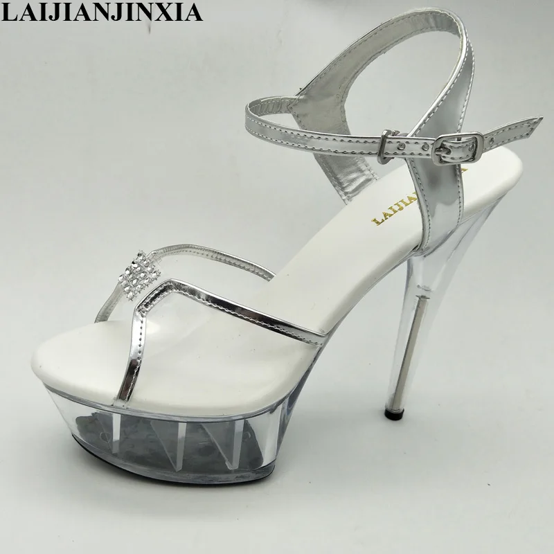

LAIJIANJINXIA New 15CM/6inches PVC Upper Fashion Sexy Exotic High Heel Platform Party Women Sandals Pole Dance Shoes K095