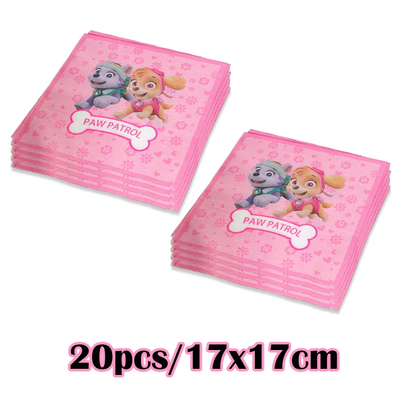 Skye Paw Patrol Birthday Party Decorations New Skye Pink Paper Cups Plates Napkins Kit Balloon Banner Baby Shower Event Supplies birthday party decorations