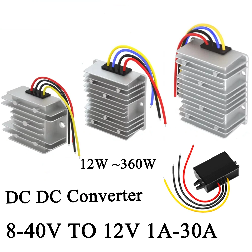 DC Buck Converter 8-22V To 3-15V Step Down Voltage Regulator - 3A Waterproof Power Supply For Car Truck