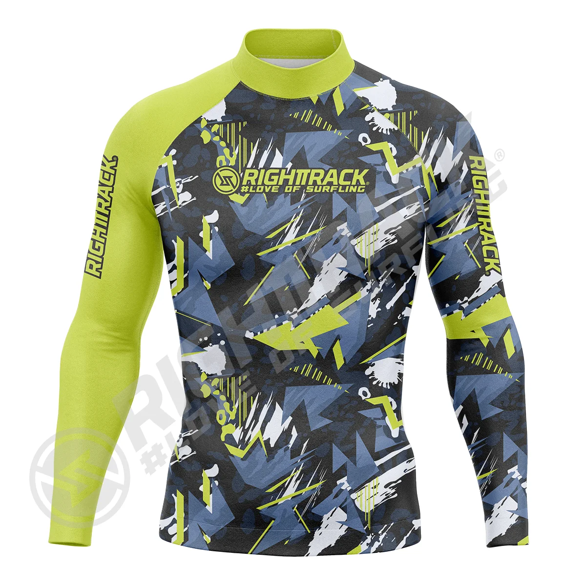 Men's Surfing Shirt Spray Camo Lycra Rashguard RIGHTTRACK Surf Sportswear Beach UV Swimwear UPF50+ mens surfing rashguard