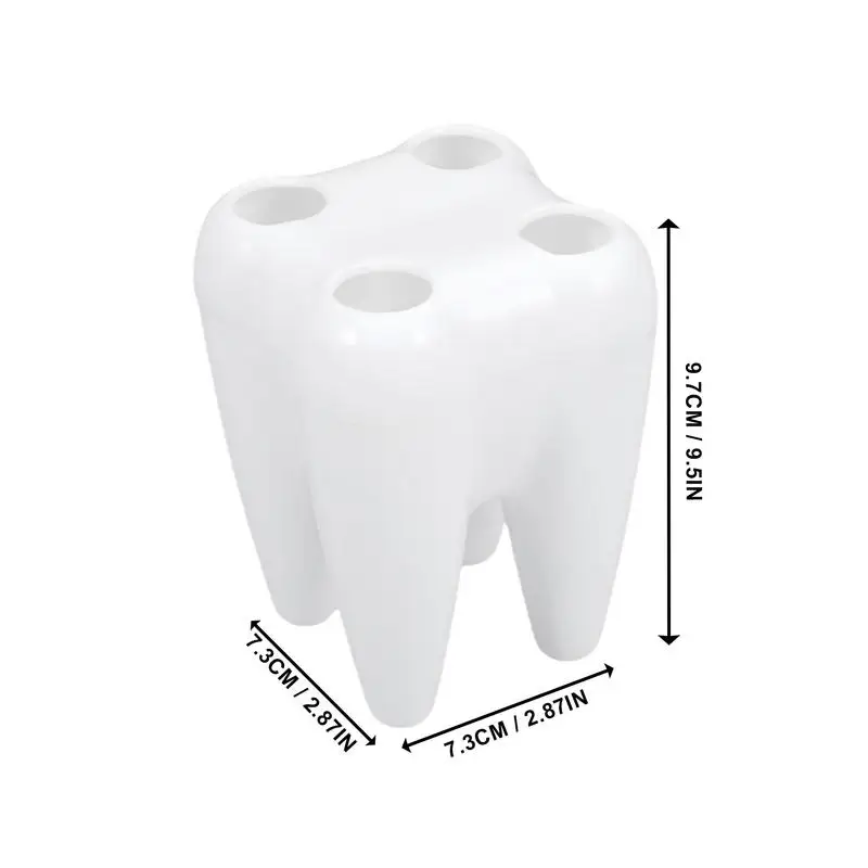 creative cartoon White Toothbrush Holder Stylish Tooth Shape Toothbrush Storage Desktop Accessories 4 Hole Stand